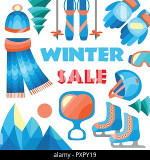 Vente d'hiver vector banner à la vente texte pour la fin de l'exercice de promotion. Vector illustration. Illustration de Vecteur