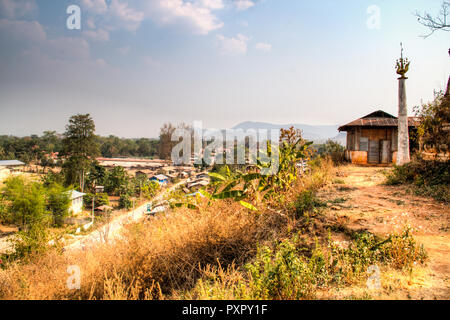 Vue sur la campagne du lac Inle, l'une des principales attractions touristiques du Myanmar Banque D'Images