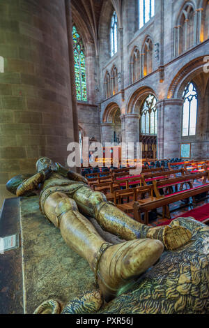 La Tombe de sir Richard Pembridge à Hereford Cathedral, Herefordshire, Angleterre, Royaume-Uni, Europe Banque D'Images