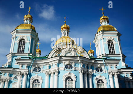 La cathédrale Saint-Nicolas est une importante marine Baroque cathédrale orthodoxe à Saint Petersbourg. Saint Petersburg, Russie, Nord-Ouest. Banque D'Images