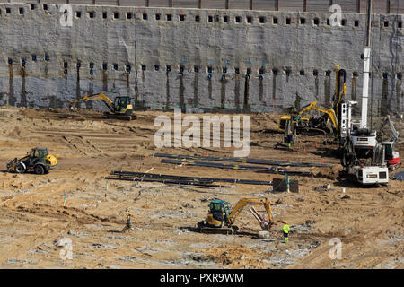 Site de construction, Quartier HafenCity, Hambourg, Allemagne, Europe Banque D'Images