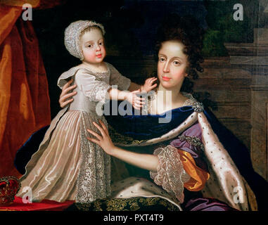 James III et Marie de Modène -La Reine épouse de Jacques II, avec son seul fils, James III, le prétendant Jacobite. Benedetto Gennari II, vers 1690 Banque D'Images