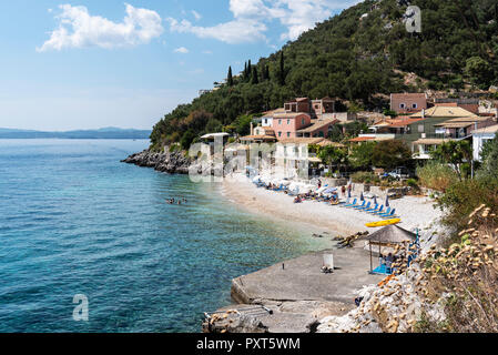 Kaminaki, Nissaki Beach, l'île de Corfou, îles Ioniennes, Grèce, Mer Méditerranée Banque D'Images