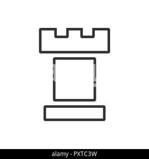 L'icône de la ligne de la tour d'échecs sur un fond blanc. Vector illustration Illustration de Vecteur