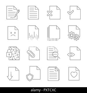Ensemble de la gestion des flux de documents ligne vectorielle d'icônes. Course modifiable Illustration de Vecteur