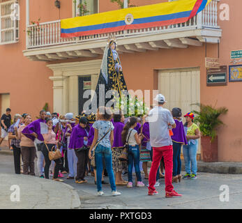 Une vue typique à Cartagena en Colombie. Banque D'Images