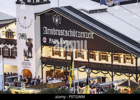 Blick auf die Wiesn, Münchner Oktoberfest, Bayern, Deutschland Banque D'Images
