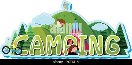 Font design pour mot camping kids en tente illustration Illustration de Vecteur