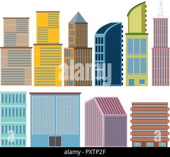 Différents modèles de bâtiments illustration Illustration de Vecteur