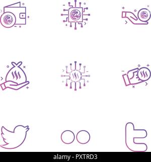Twitter , flicker , twitter, Nexus , nxs , monnaie , , crypto crypto-cuurency , argent , exchange , pièce , dollar , graphique , icône, scénario, design, Fla. Illustration de Vecteur