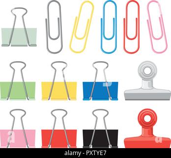 Différents modèles de trombones en plusieurs couleurs illustration Illustration de Vecteur