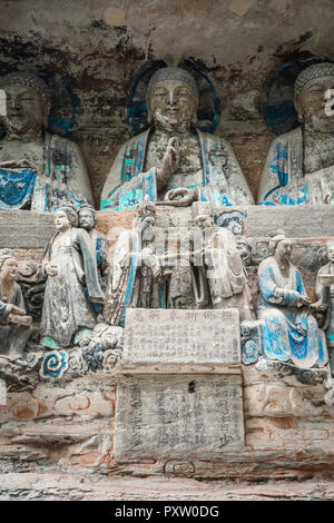 Chine, province du Sichuan, Sculptures rupestres de Dazu Banque D'Images