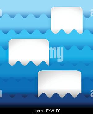 Trois carrés en blanc sur fond bleu ondulé en illustration Illustration de Vecteur