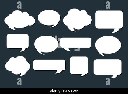 Conception différente des bulles de texte sur fond noir illustration Illustration de Vecteur