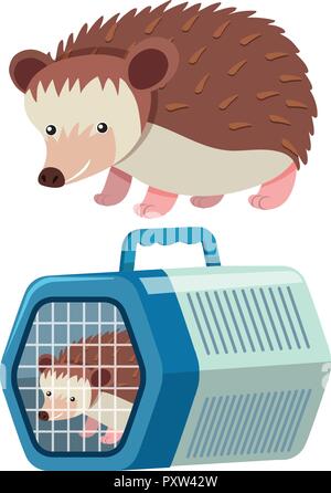 Hérisson mignon dans la cage illustration Illustration de Vecteur