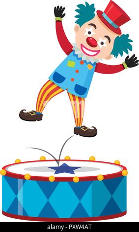 Happy Clown jumping on grand tambour illustration Illustration de Vecteur