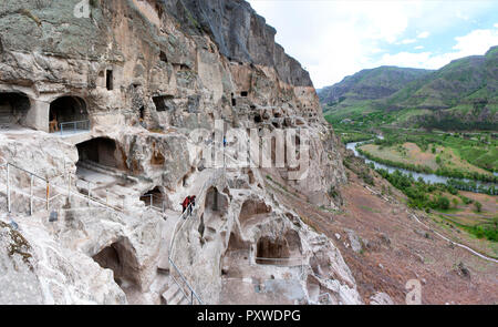 La Géorgie, Samtskhe-Javakheti, cité troglodytique Vardzia Banque D'Images