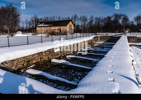 La cale sèche à Chittenango Landing, sur l'élargissement du Canal Érié, a été construit en 1855. Il y construits et réparés, les artisans le 96-pieds de long cargo bo Banque D'Images