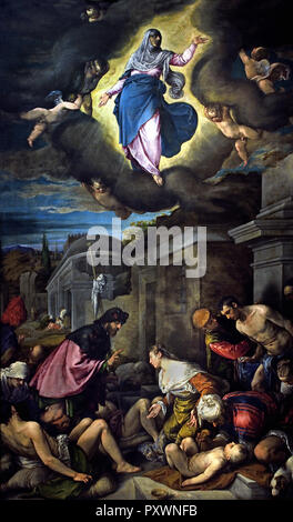 Saint Roch Visite le Plague-Stricken 1575 par Jacopo Bassano Jacopo Da Ponte (1510-1592) l'Italie, l'italien Banque D'Images