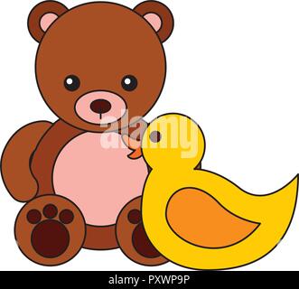 Canard en caoutchouc jouets pour enfants ours vector illustration Illustration de Vecteur