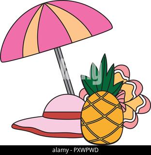 Chapeau parapluie fleur ananas été tropical vector illustration Illustration de Vecteur