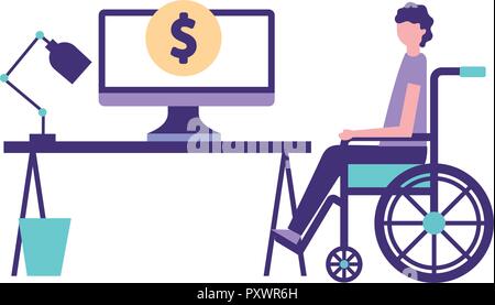 Des bénévoles aident à l'office de personne en fauteuil roulant de l'hôpital faire un don vector illustration Illustration de Vecteur