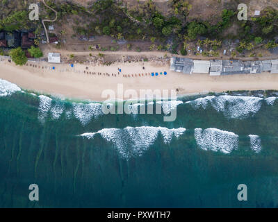 L'INDONÉSIE, Bali, vue aérienne de la plage de Balangan Banque D'Images