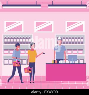 Les gens de supermarché Illustration de Vecteur
