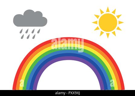 Avec l'icône météo arc-en-ciel et nuage de pluie bien isolé sur fond blanc vector illustration EPS10 Illustration de Vecteur