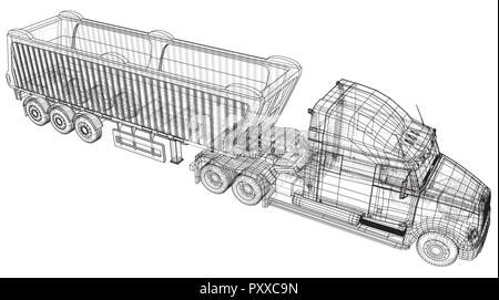 Vector dump truck. Camion benne basculante sur fond transparent. Illustration de course 3d. Format vectoriel EPS 10 Illustration de Vecteur