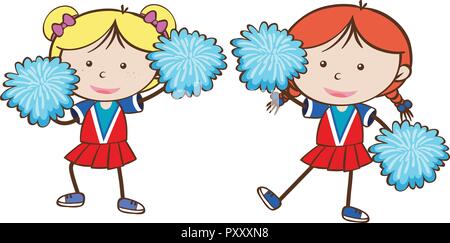 Cheerleader Football sur fond blanc illustration Illustration de Vecteur