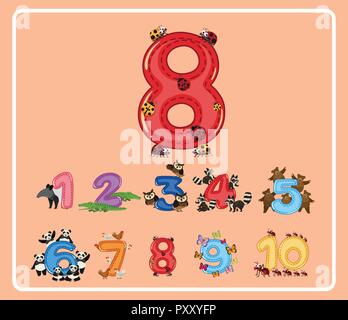 Le nombre huit avec peu de bugs illustration Illustration de Vecteur