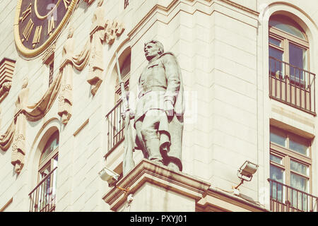 Vue détaillée de la Portes de Minsk. L'héritage soviétique. Célèbre Monument. Place de la gare. Minsk. Le Bélarus. Banque D'Images