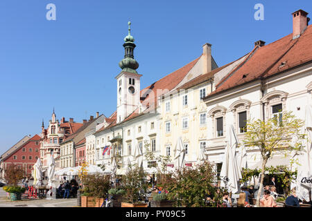 Maribor (Marburg an der Drau) : Hôtel de Ville, la peste Monument à , Stajerska (Styrie), Slovénie Banque D'Images