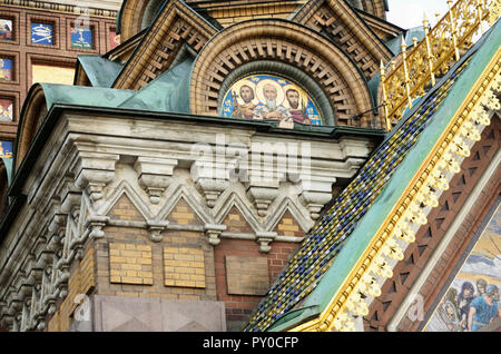 Détail Eglise du Sauveur sur le Sang Versé. Saint Petersburg, Russie, Nord-Ouest. Banque D'Images