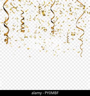 Confettis d'or. Vector Illustration Fête de la chute de confettis brillants paillettes. Maison de vacances guirlandes décoratives Illustration de Vecteur