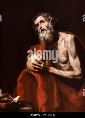 Saint Jérôme dans la Pénitence par Jusepe DE RIBERA (José de Ribera c.1588/91- 1652/6), huile sur toile, 1634 Banque D'Images