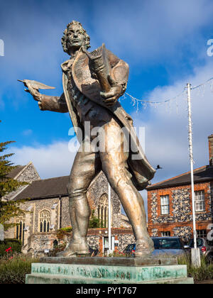 Thomas Paine Thetford - statue de Thomas Paine, l'un des pères fondateurs des USA - Naissance Thetford Norfolk UK - Sculpteur Sir Charles Thomas Wheeler Banque D'Images