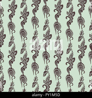 Transparente avec motif vintage forme florale sur vert et marron pour le papier peint, tissu, textile, texture Banque D'Images