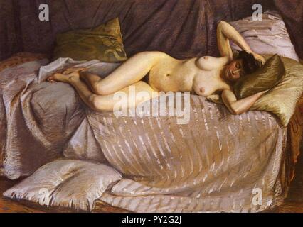 Gustave Caillebotte Femme nue Etendue sur un divan. Banque D'Images