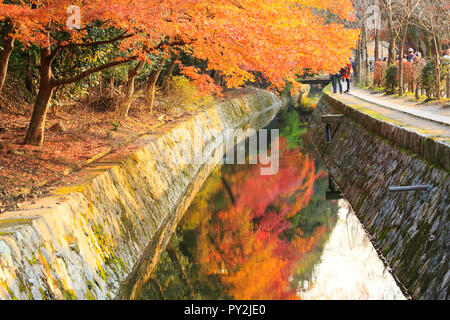 Route de la philosophie d'automne à Kyoto Banque D'Images