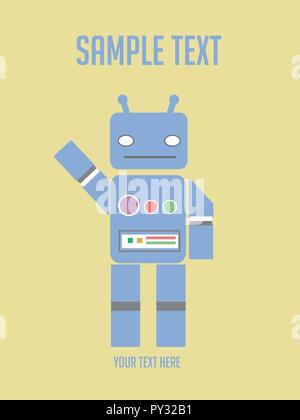 Personnage vintage Robot bleu mignon Illustration de Vecteur