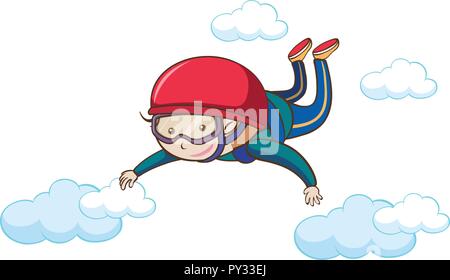 Un homme Libre Parachutisme sur Sky illustration Illustration de Vecteur