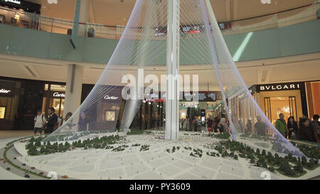 Maquette de tour à la Crique de Dubaï Port, bâtiment le plus haut du monde avec une hauteur de 928 mètres, prévu d'être ouvert à Dubaï en 2020, Dubai Mall interior Banque D'Images