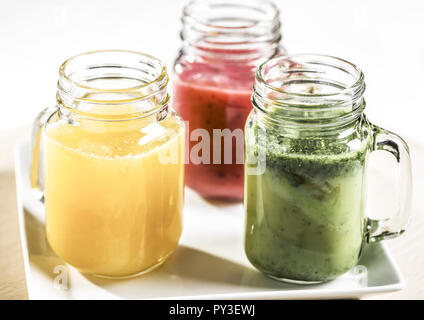 Drei Glaeser mit smoothies Banque D'Images