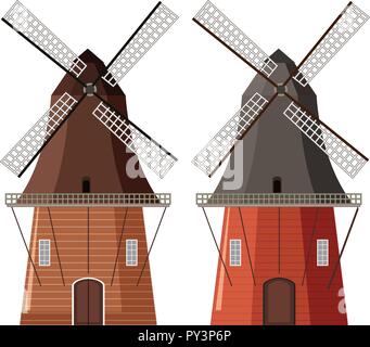 Un ensemble de moulin à vent en bois illustration Illustration de Vecteur