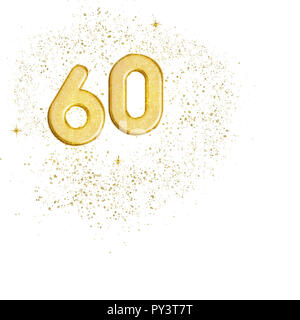 Nombre d'or, 60 numéros soixante isolé sur fond blanc. Soixantième anniversaire de mariage idéale ou anniversaire. La bonne française. Banque D'Images