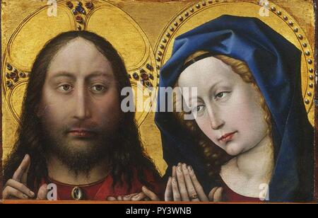 Robert Campin, - Bénédiction Christ et Vierge en prière - ch. 1425. Banque D'Images