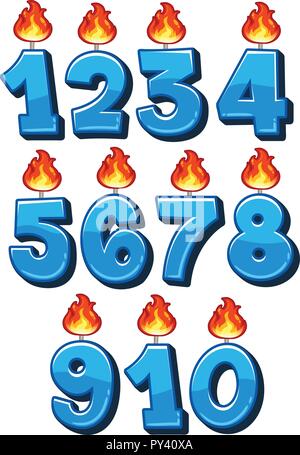 Un ensemble de numéros de bougie illustration Illustration de Vecteur