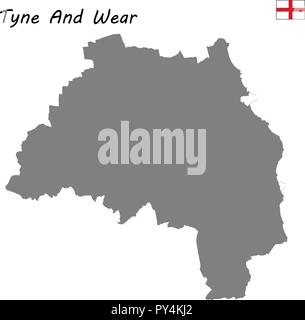 Carte de haute qualité est un comté de l'Angleterre. Tyne et Wear Illustration de Vecteur